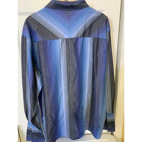Vintage Mecca Clothing Company Men’s Sz XL Striped Button Up Shirt Blue - Picture 7 of 8